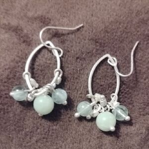 Handmade Sterling Silver Drop Earrings With The Gemstone Aquamarine For Beads